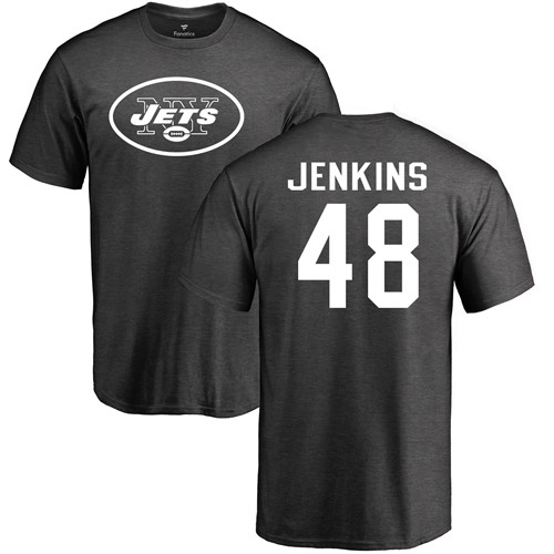 New York Jets Men Ash Jordan Jenkins One Color NFL Football #48 T Shirt->new york jets->NFL Jersey